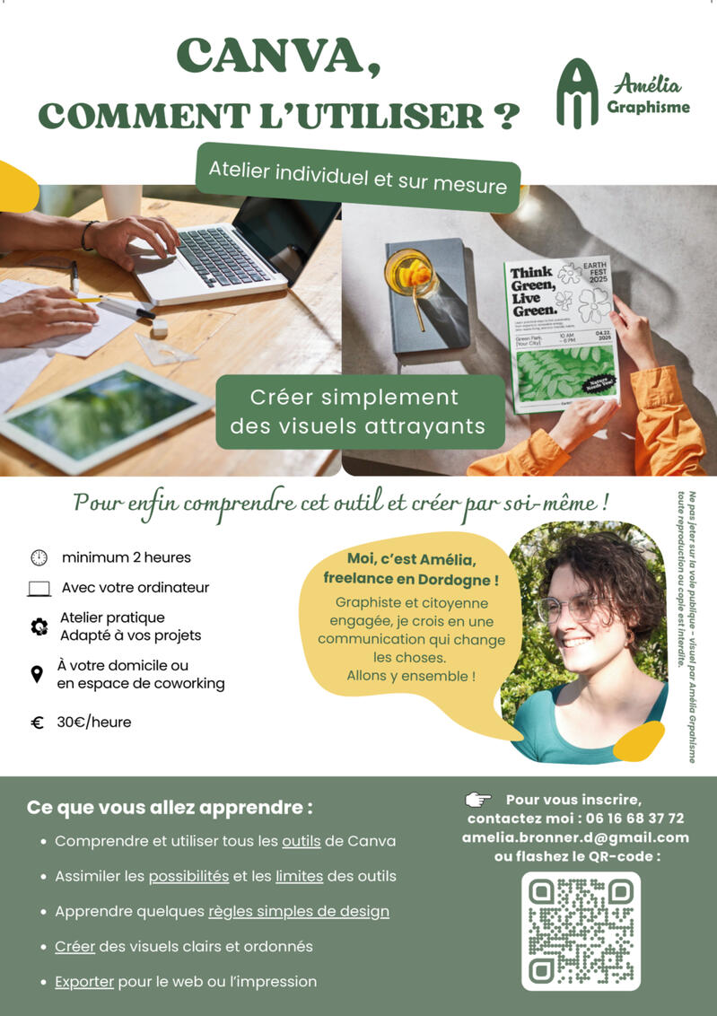 Affiche Atelier Canva apprendre à utiliser canva